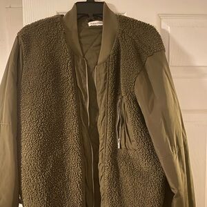 Calvin Klein Khaki Sherpa Bomber Jacket